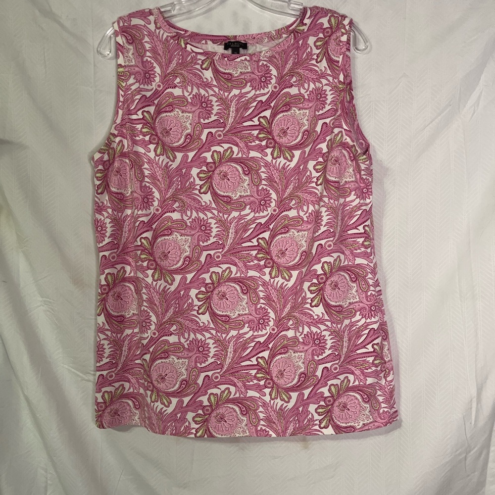 Talbots Pink and White Paisley Tank Top. XL
